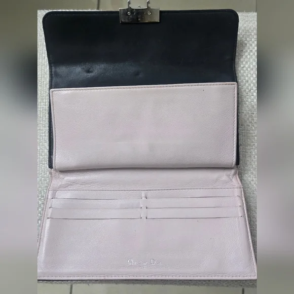 Christan Dior Miss Dior Calf Skin Black Wallet - Picture 6 of 7